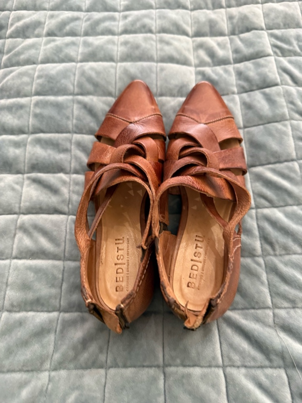 Bed Stu Brown Woven Leather Pointed-Ankle Booties - Picture 3 of 6